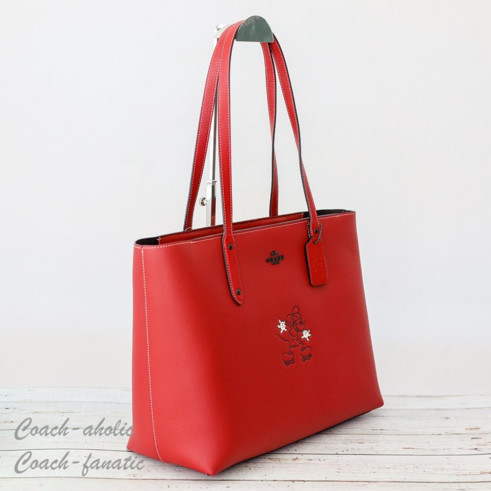 NWT 89975 Disney X Coach Central Tote With Zip With Mickey Mouse Motif in Red - Picture 4 of 12